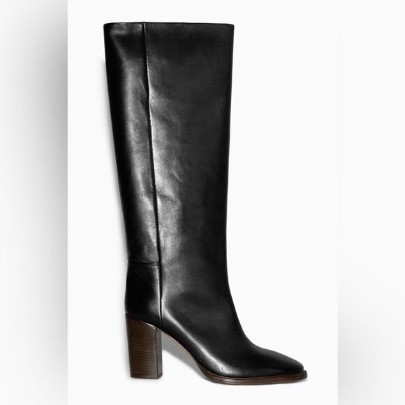 NWOB COS Leather Block Heel Knee-High Pull On Boots in Black SOLD OUT EU38/ US7 - Picture 4 of 16